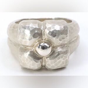 Tiffany & Co. Sterling Silver Ladies Paloma Picasso Fiore Hammered Flower Ring